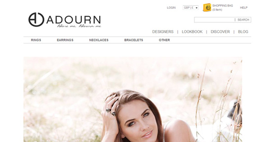 E commerce Web design for Adourn